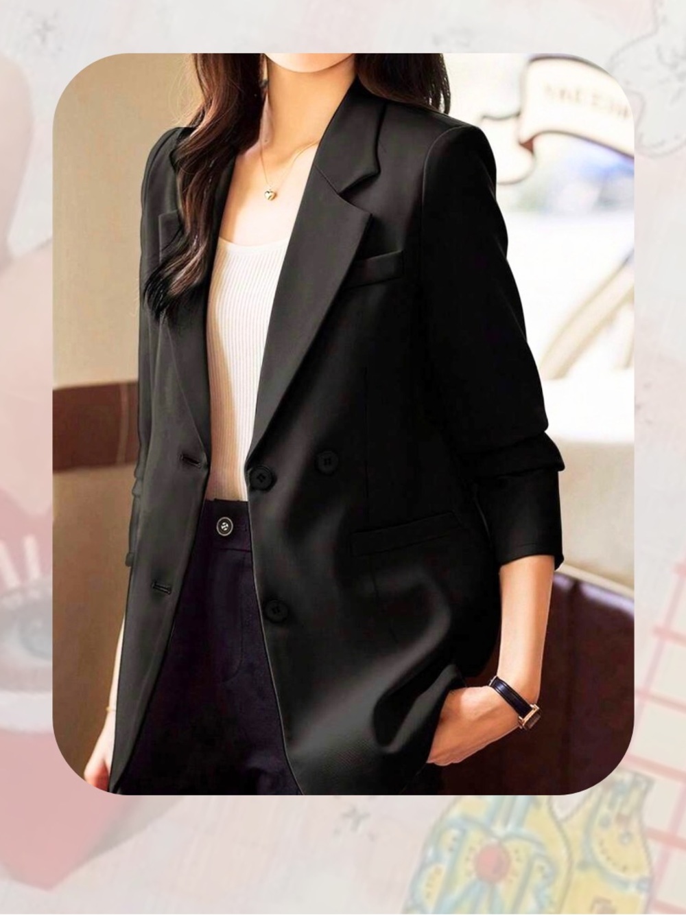 NWT🎉 DAZY Elegant Black Double Breasted Blazer - office, elegant, business wear
